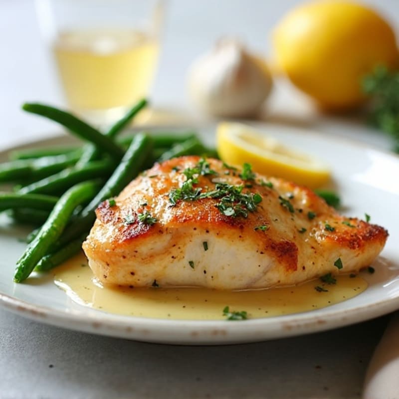 Lemon-Garlic Pan-Seared Chicken with Tender Green Beans
