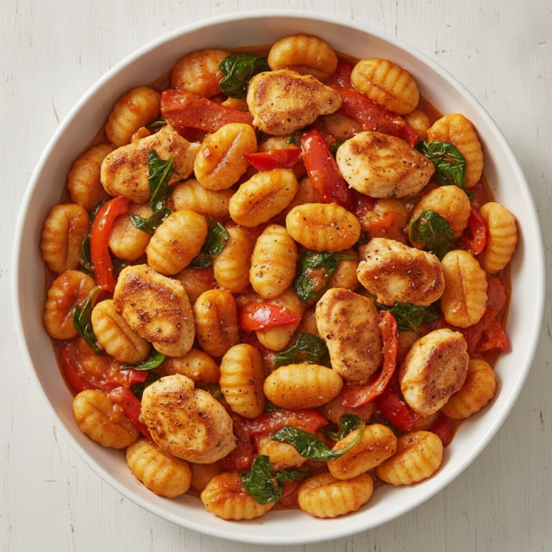 Chicken and Gnocchi in Roasted Red Pepper Sauce