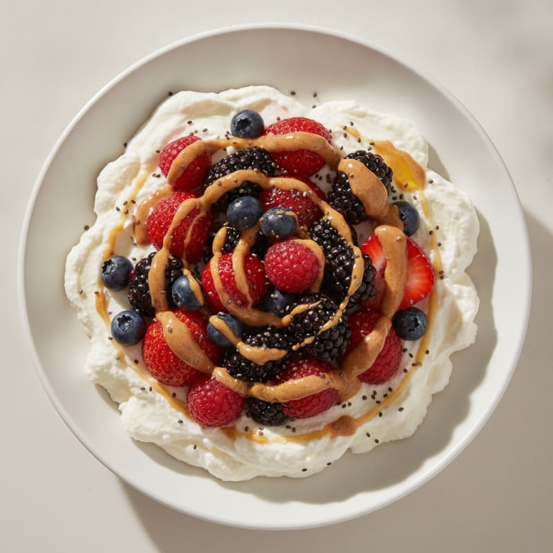 Silky Greek Yogurt Protein Mousse with Mixed Berries