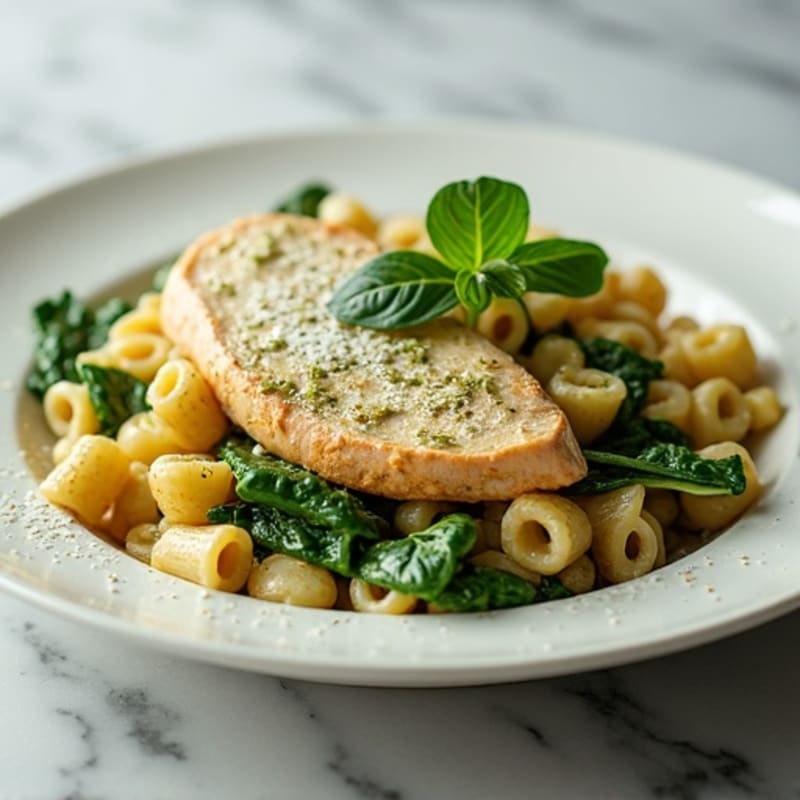 Creamy Pesto Chicken Pasta with Fresh Spinach