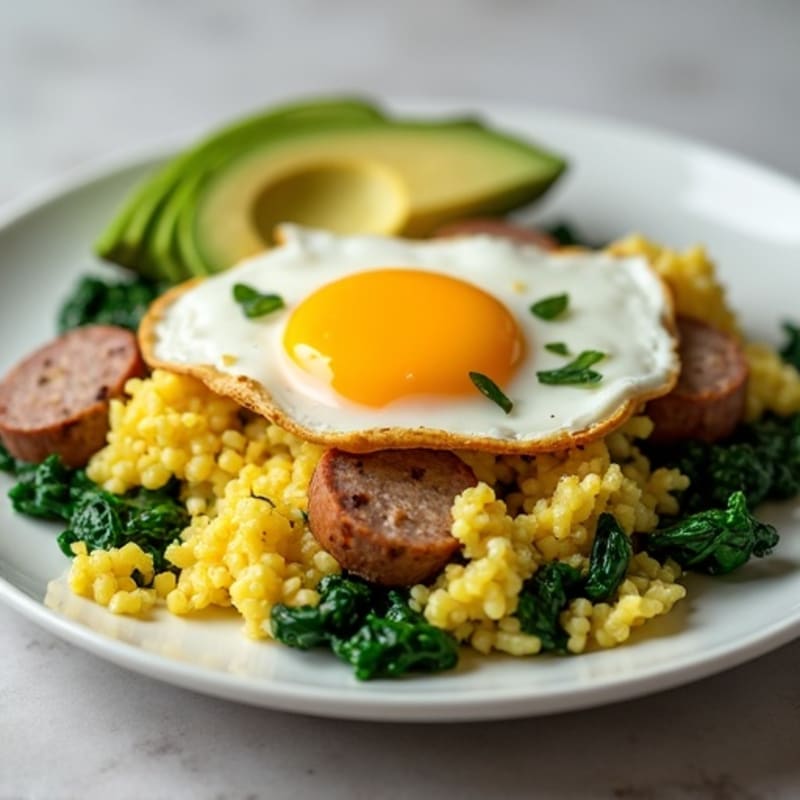 Egg White Scramble with Spinach and Turkey Sausage