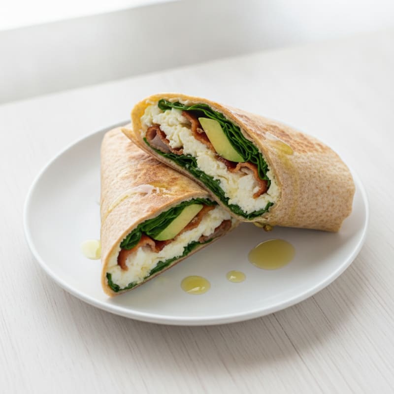 Crispy Turkey Bacon and Egg White Breakfast Wrap