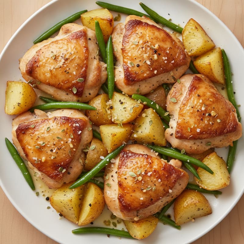 Roasted Chicken Thighs with Gold Potatoes