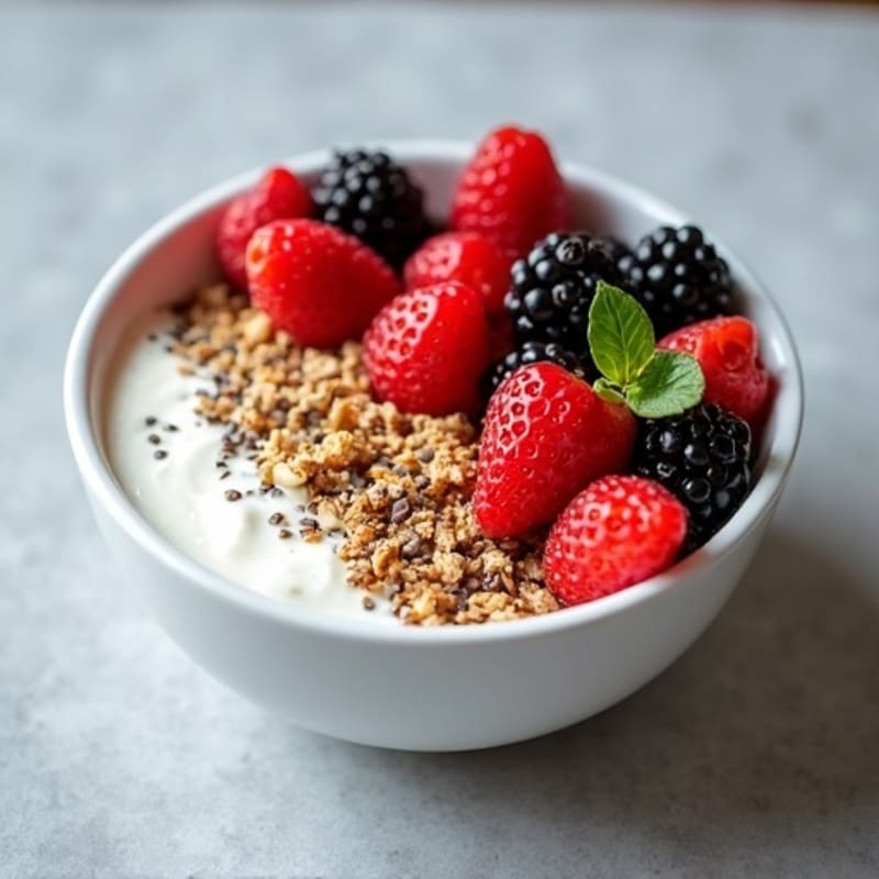 Silky Greek Yogurt Bowl with Hemp Seeds and Mixed Berries
