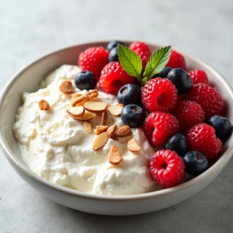 Creamy Cottage Cheese with Fresh Berries and Crunchy Almonds