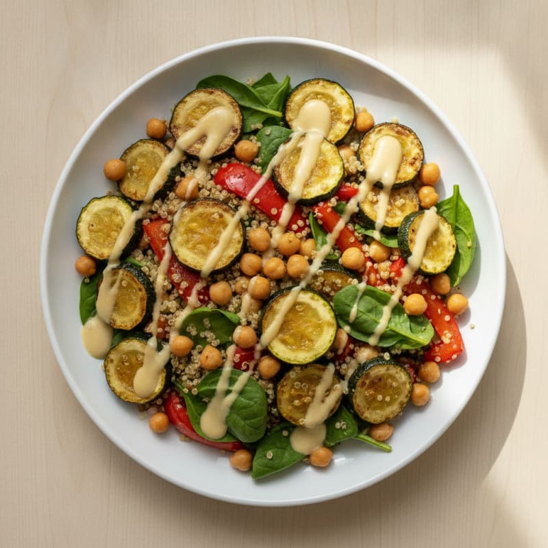 Chickpea and Quinoa Salad with Roasted Vegetables