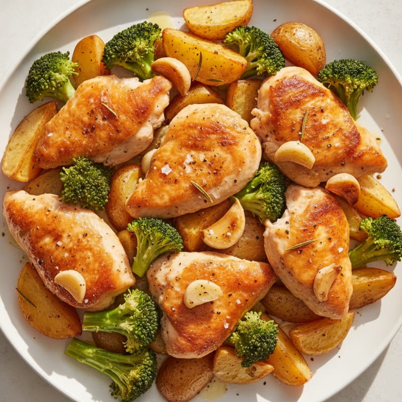 Garlic Herb Roasted Potatoes with Chicken
