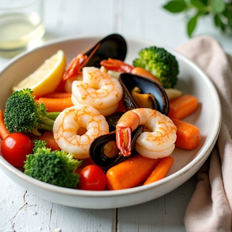 Light Lemon Garlic Seafood Boil with Fresh Vegetables