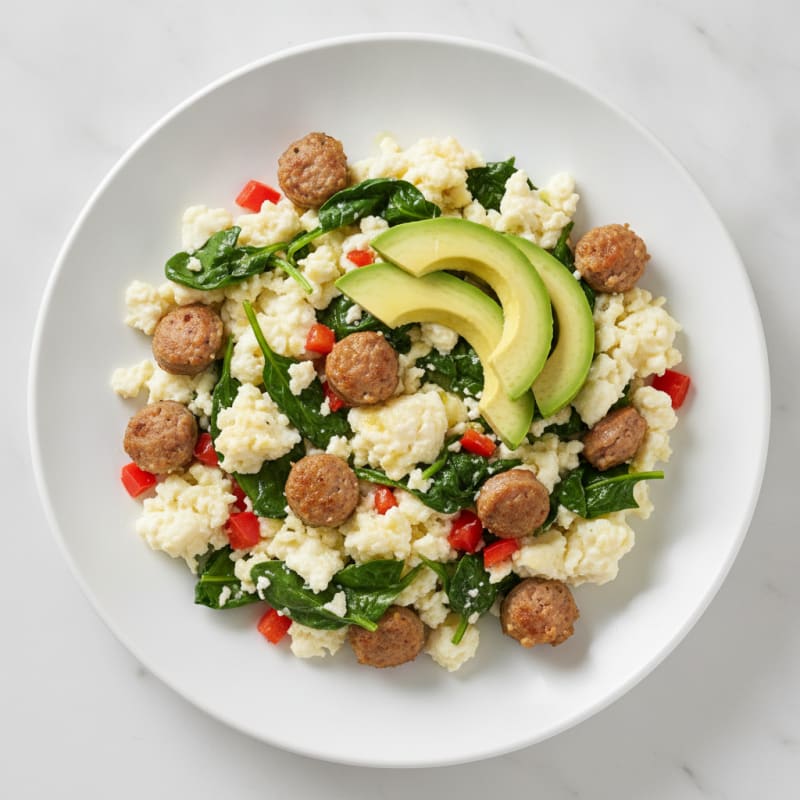 Egg White and Turkey Sausage Scramble with Spinach