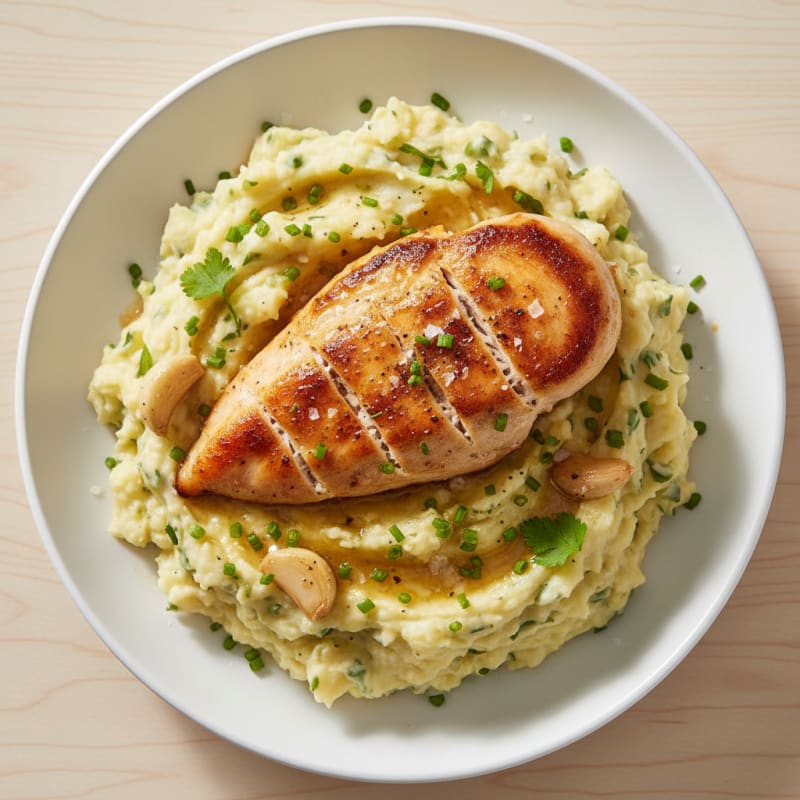 Garlic and Herb Mashed Potatoes with Pan-Seared Chicken