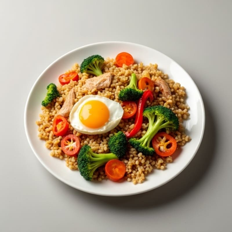 Healthy Chicken Fried Rice with Crispy Vegetables