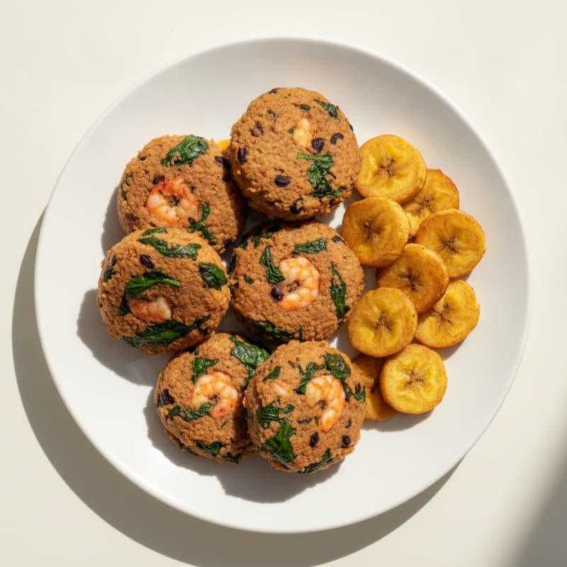 Koki with Fried Plantain Medallions
