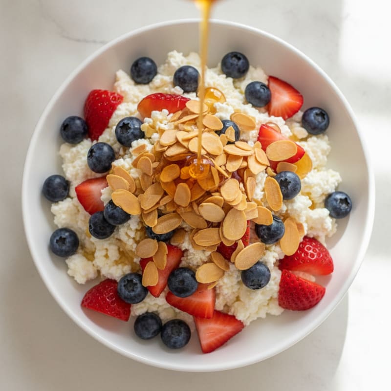 Cottage Cheese Berry Parfait with Toasted Almonds