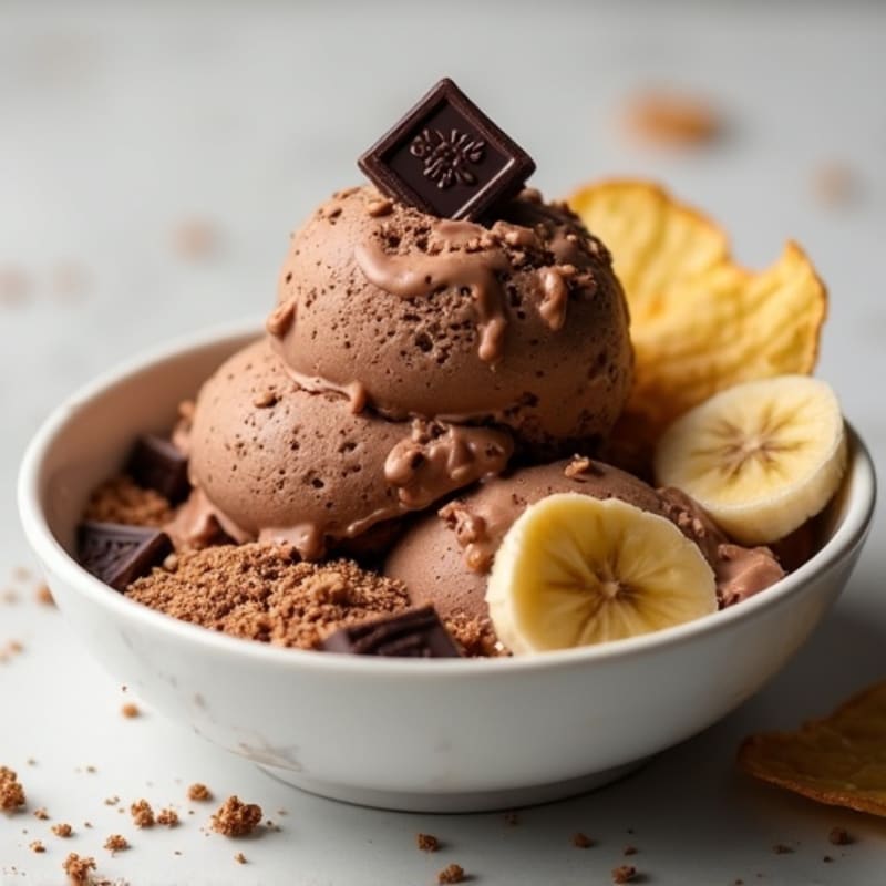 Chocolate Protein Ice Cream with Crushed Baked Chips
