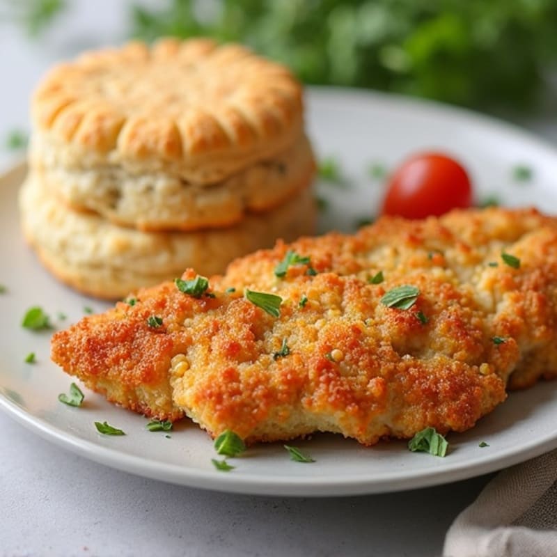 Crispy Oven-Baked Chicken with Fluffy Whole Wheat Herb Biscuits