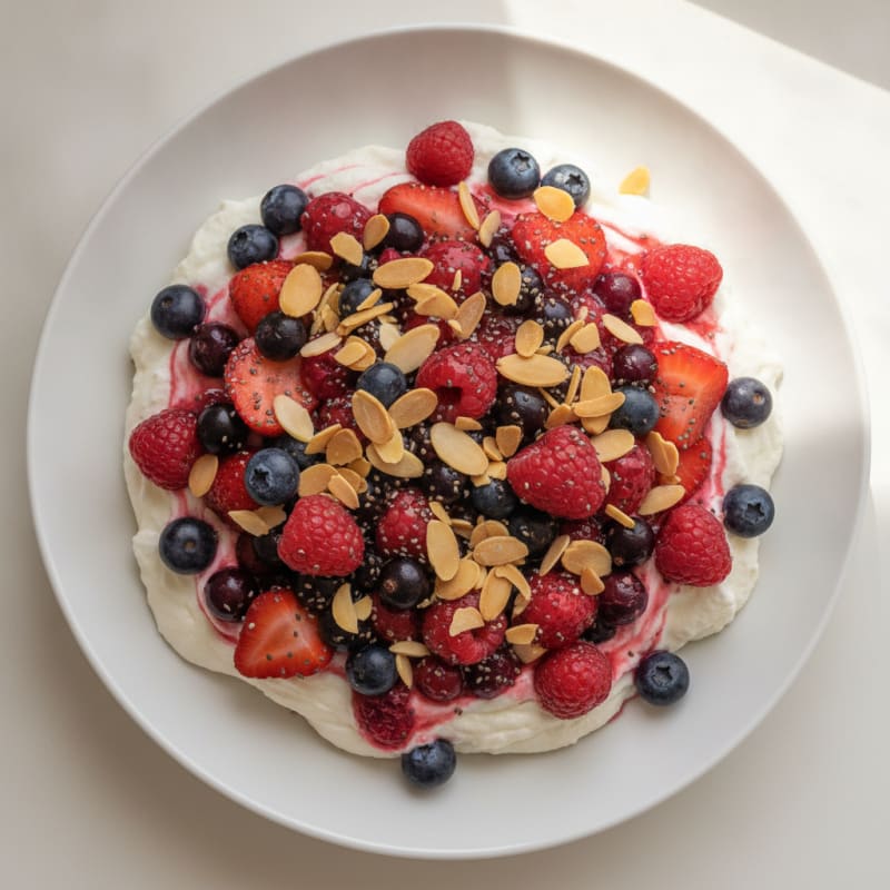 Greek Yogurt Protein Mousse with Mixed Berries