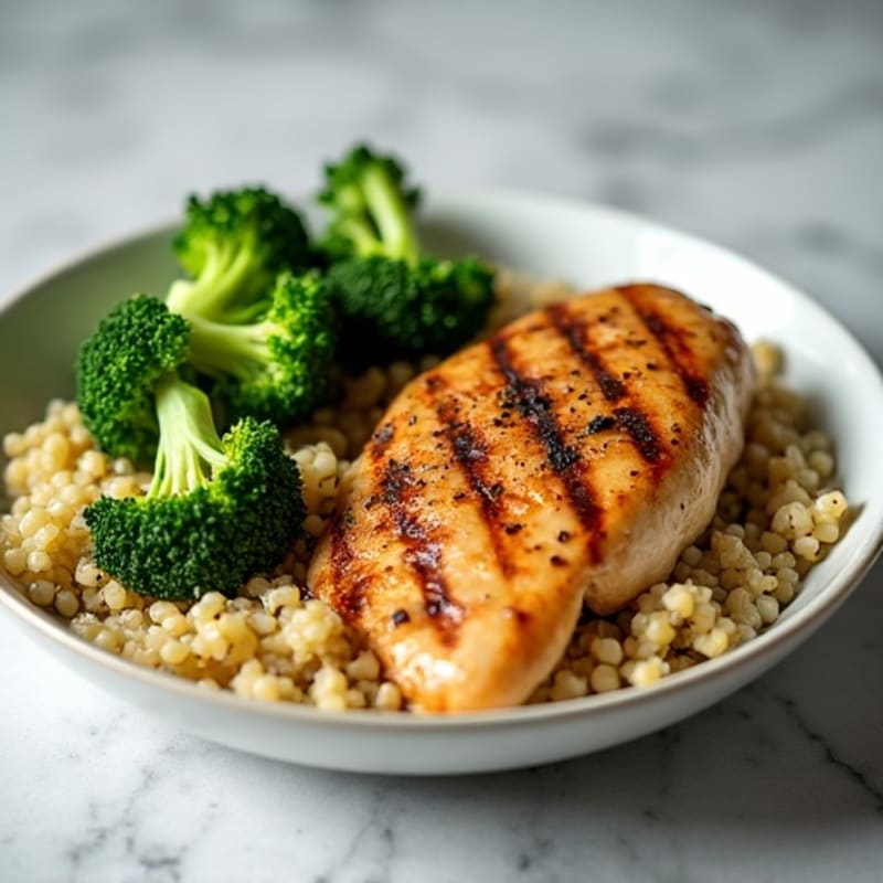 Grilled Chicken Breast with Quinoa and Steamed Broccoli