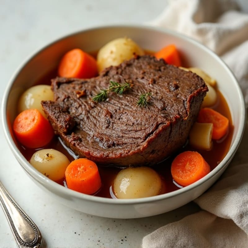 Tender Slow-Cooked Beef Pot Roast with Roasted Root Vegetables