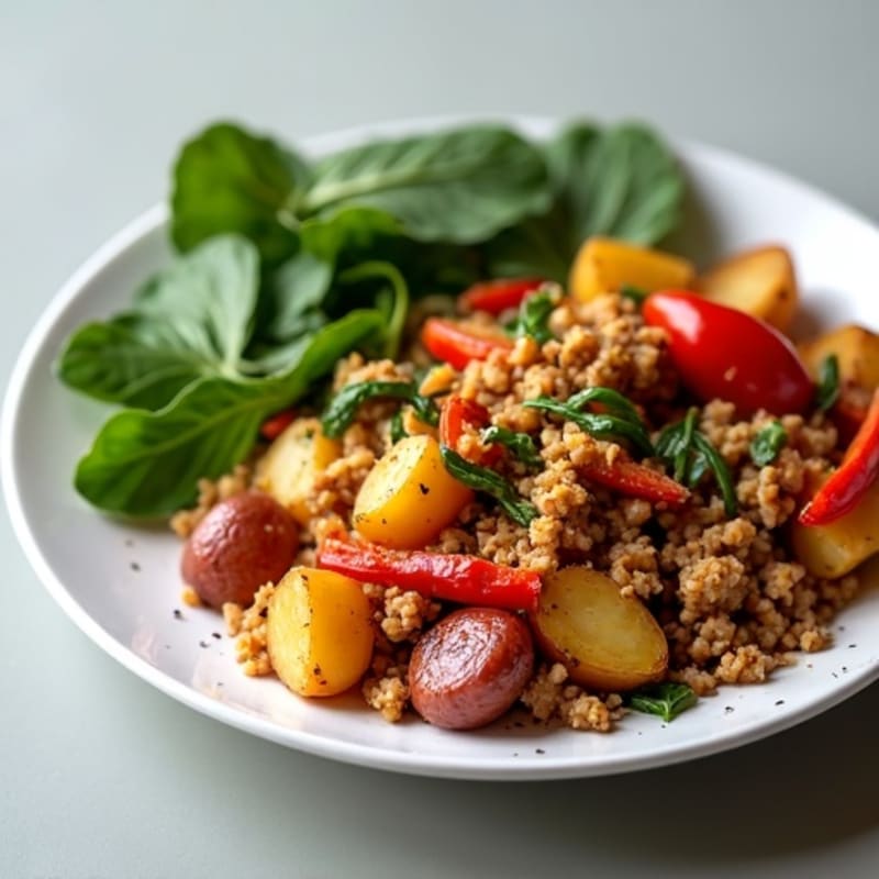 Savory Ground Turkey with Crispy Roasted Potatoes