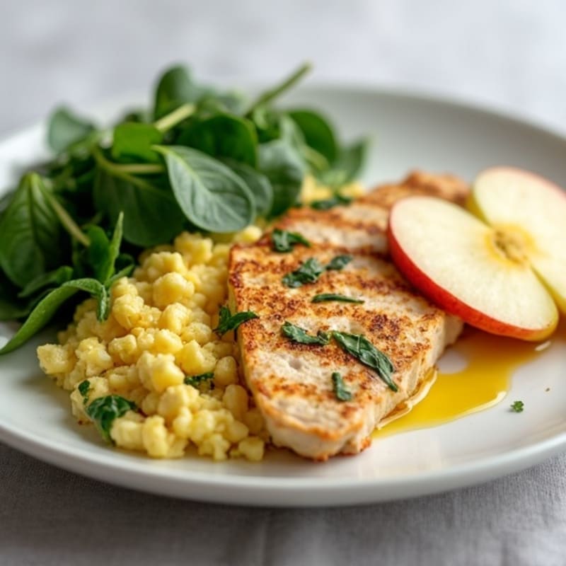 Egg White and Spinach Scramble with Grilled Turkey Breast