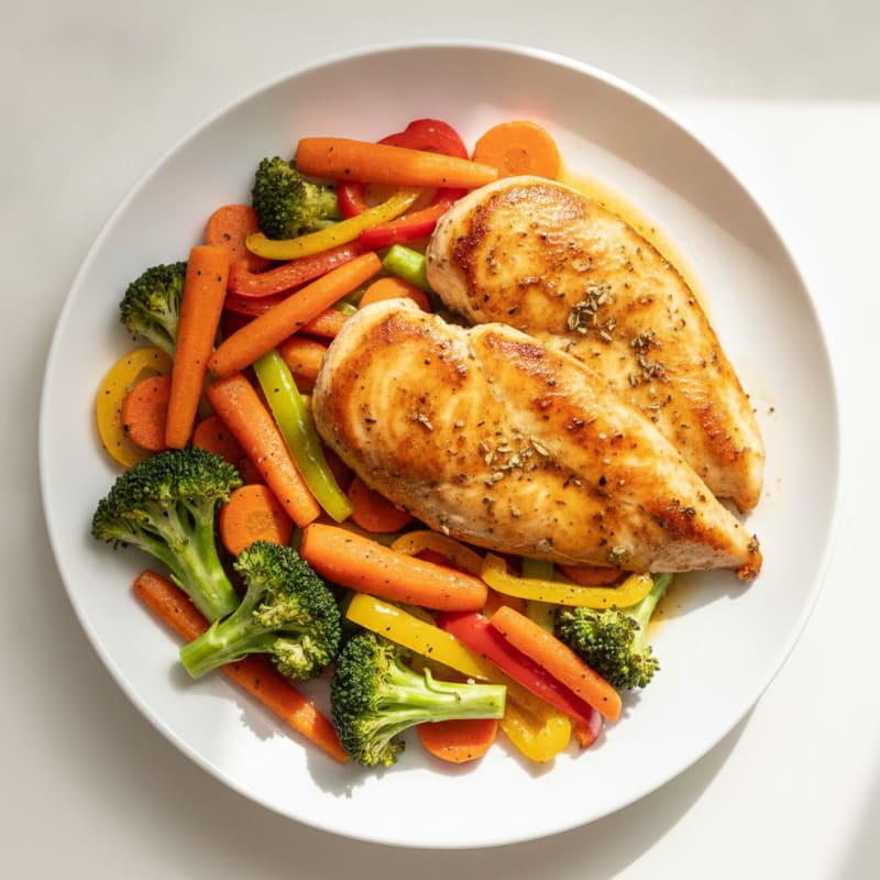 Pan-Seared Chicken with Roasted Vegetables