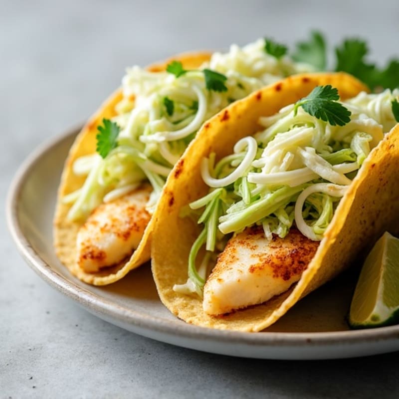 Crispy Baked Fish Tacos with Lime Slaw