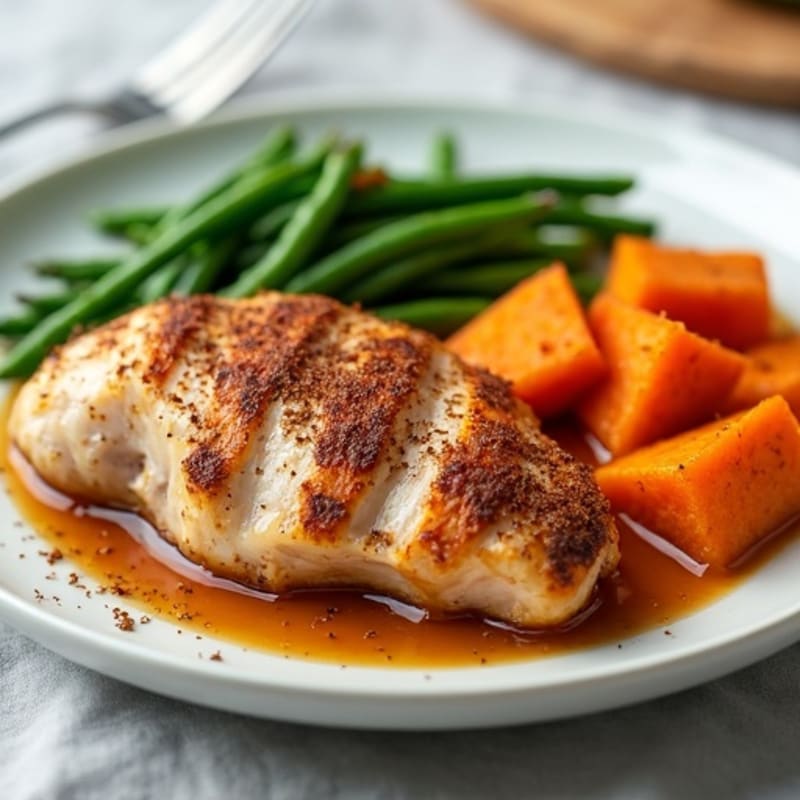 Cinnamon Roasted Chicken and Sweet Potatoes with Crispy Green Beans