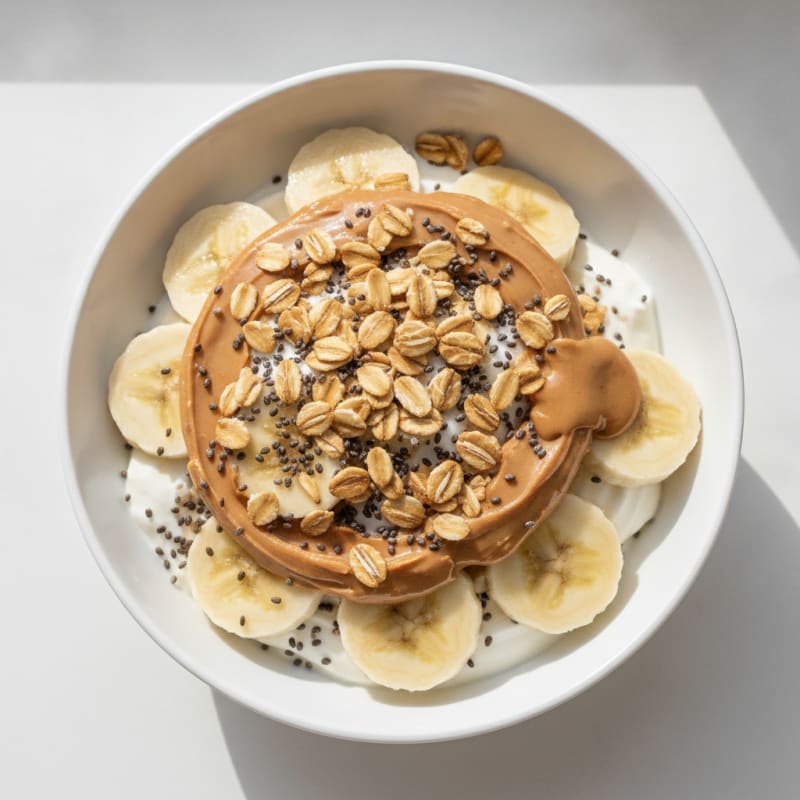 Creamy Greek Yogurt Parfait with Peanut Butter, Banana and Chia