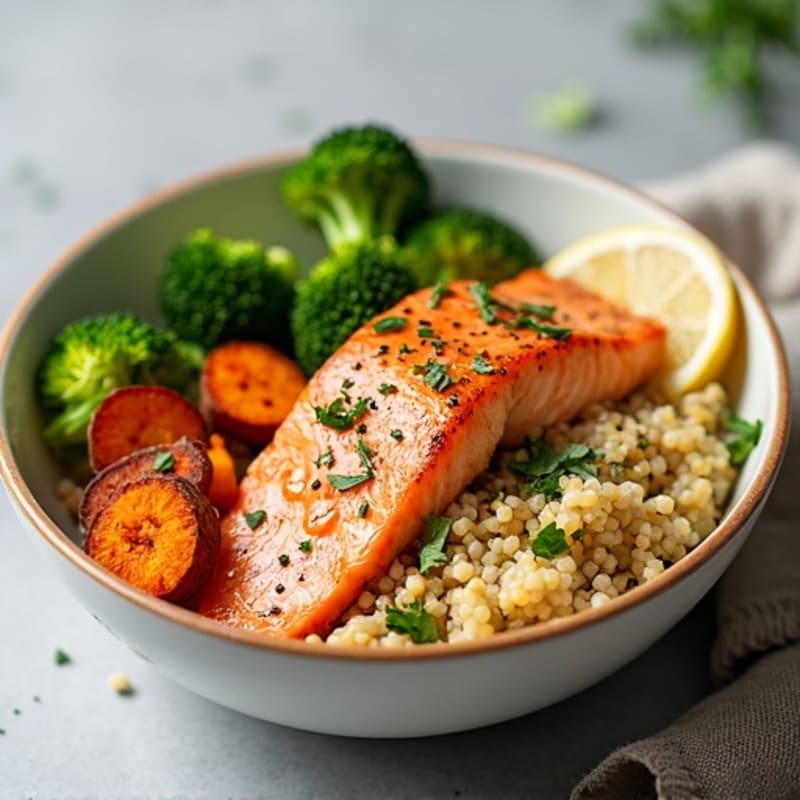 Salmon and Quinoa Power Bowl with Roasted Broccoli