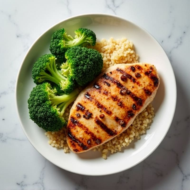 Grilled Chicken Breast with Quinoa and Steamed Broccoli