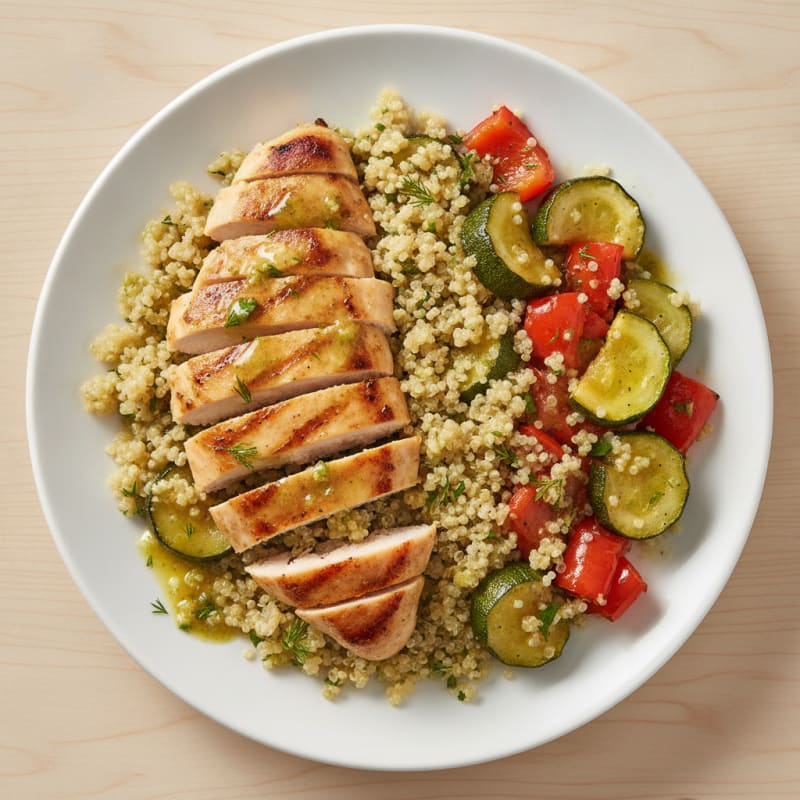 Grilled Chicken and Quinoa Salad with Roasted Vegetables