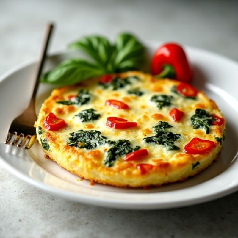 Fluffy Baked Egg Frittata with Spinach and Roasted Bell Peppers