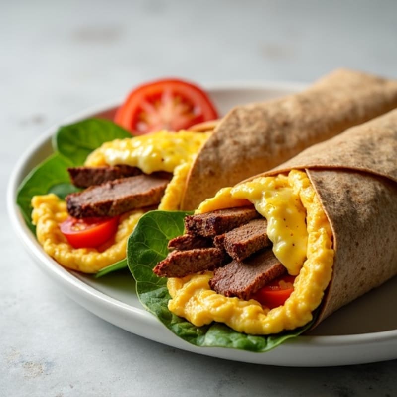 Lean Shaved Steak and Scrambled Egg Breakfast Wrap