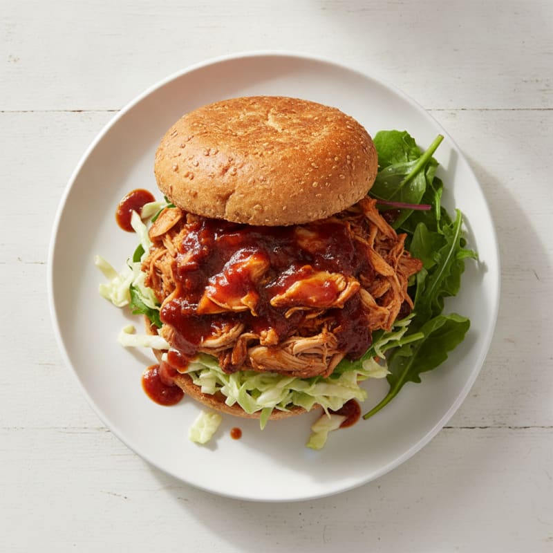 BBQ Pulled Chicken Sandwich with Greens