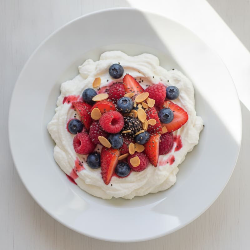 Creamy Greek Yogurt Protein Mousse with Mixed Berries