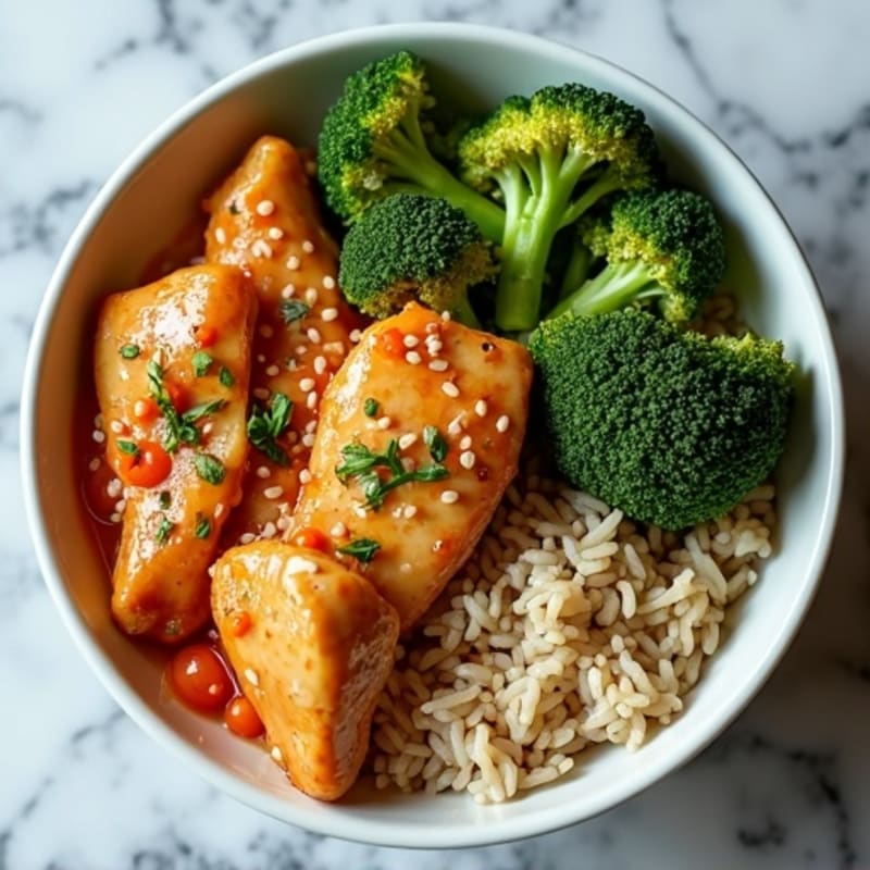 Ginger-Sesame Chicken Rice Bowl with Roasted Broccoli