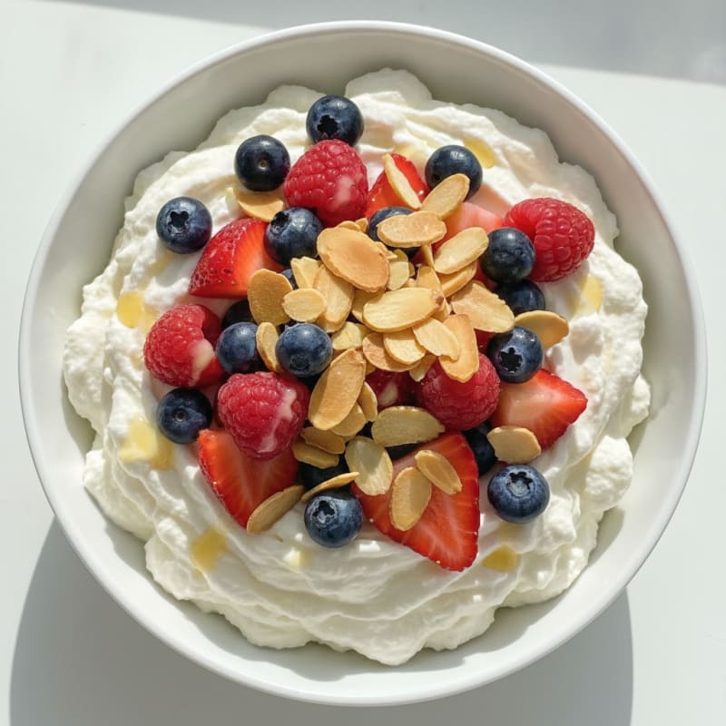 Creamy Greek Yogurt Protein Bowl with Mixed Berries and Almonds