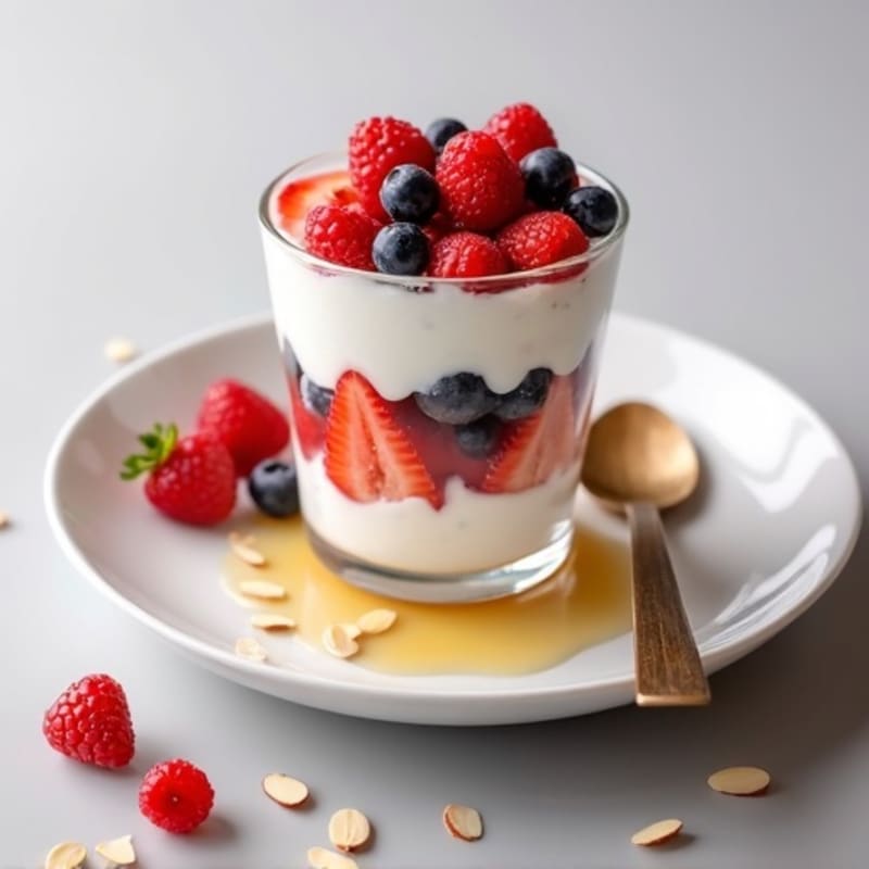 Greek Yogurt Parfait with Fresh Berries and Almonds