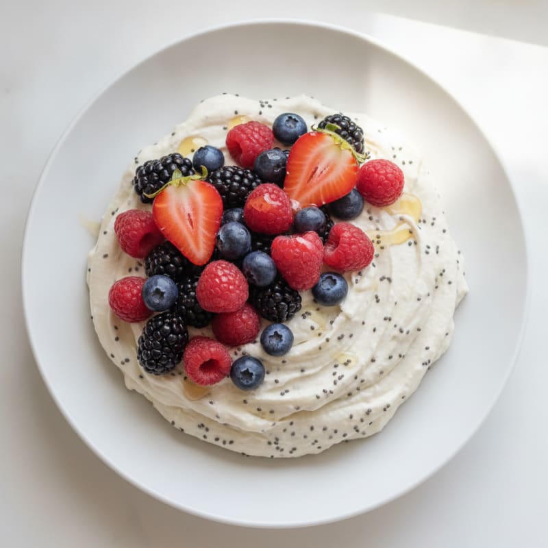 Greek Yogurt Protein Mousse with Mixed Berries