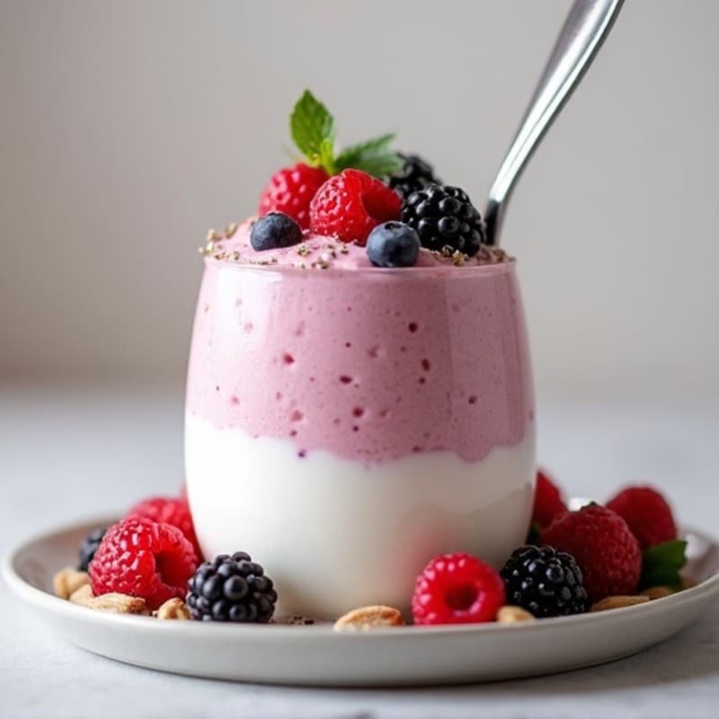 Greek Yogurt Protein Mousse with Mixed Berries