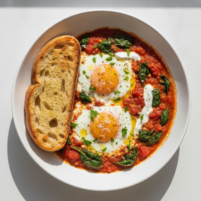 Baked Eggs with Toasted Ciabatta