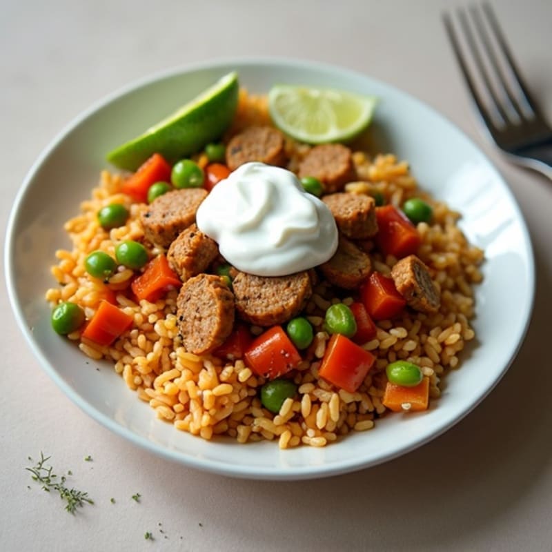 Ground Turkey and Mixed Vegetable Skillet with Mexican Rice