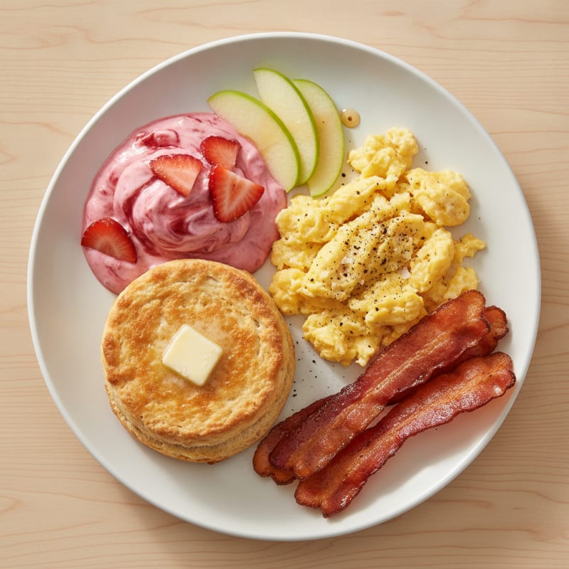 Strawberry Yogurt and Sourdough Biscuit Breakfast Plate