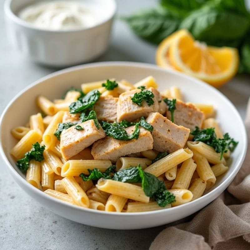 Creamy Chicken and Spinach Whole Wheat Pasta