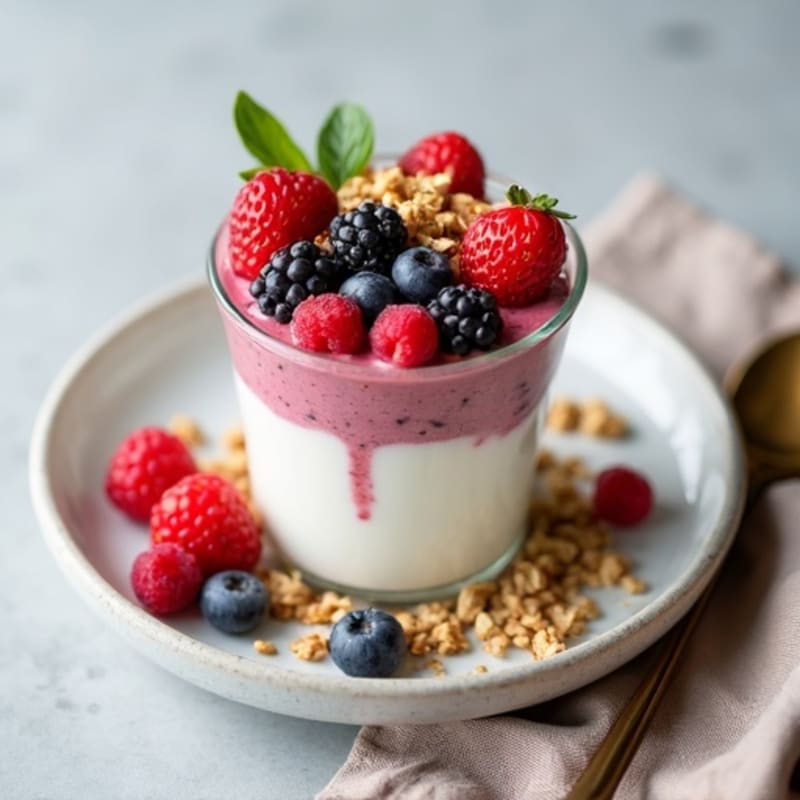 Creamy Greek Yogurt Protein Pudding with Mixed Berries