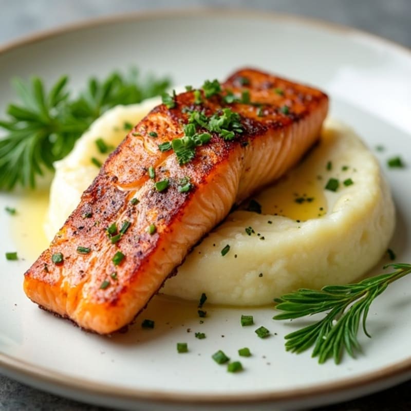 Pan-Seared Salmon with Creamy Herb Mashed Potatoes