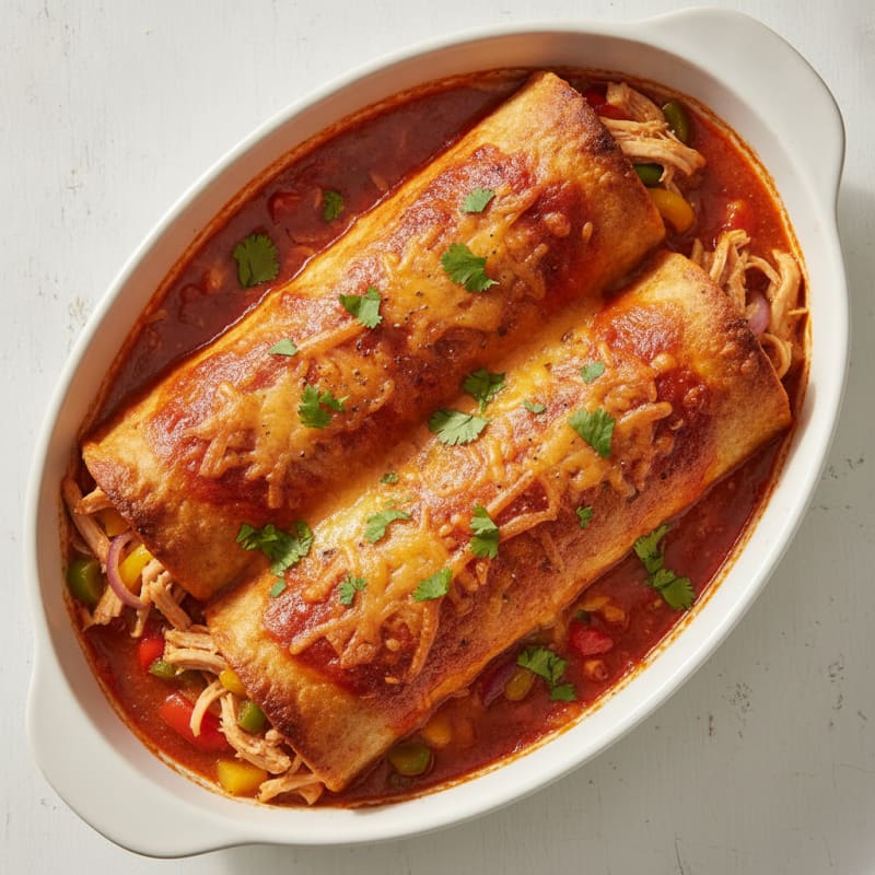 Chicken Enchiladas with Red Chili Sauce