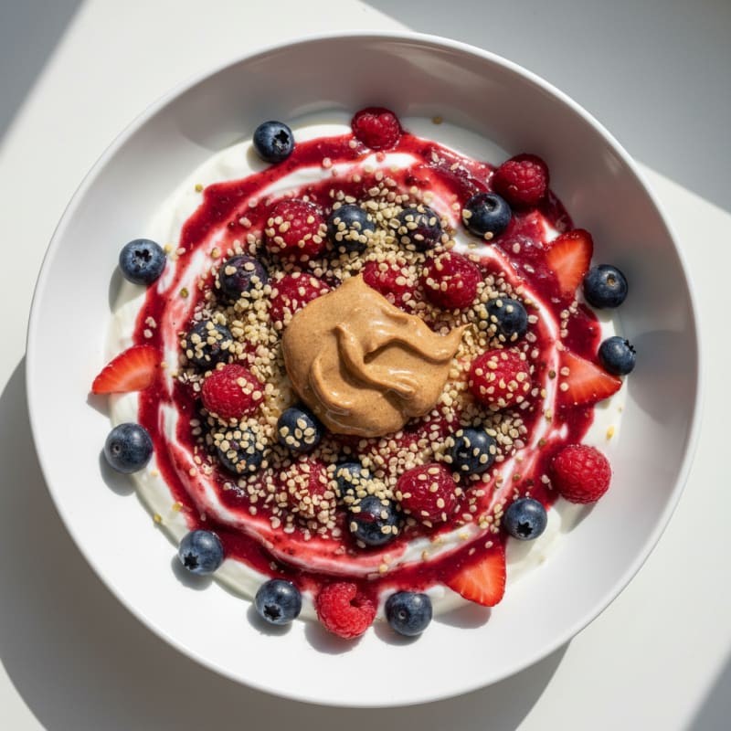 Greek Yogurt Bowl with Mixed Berries and Almond Butter