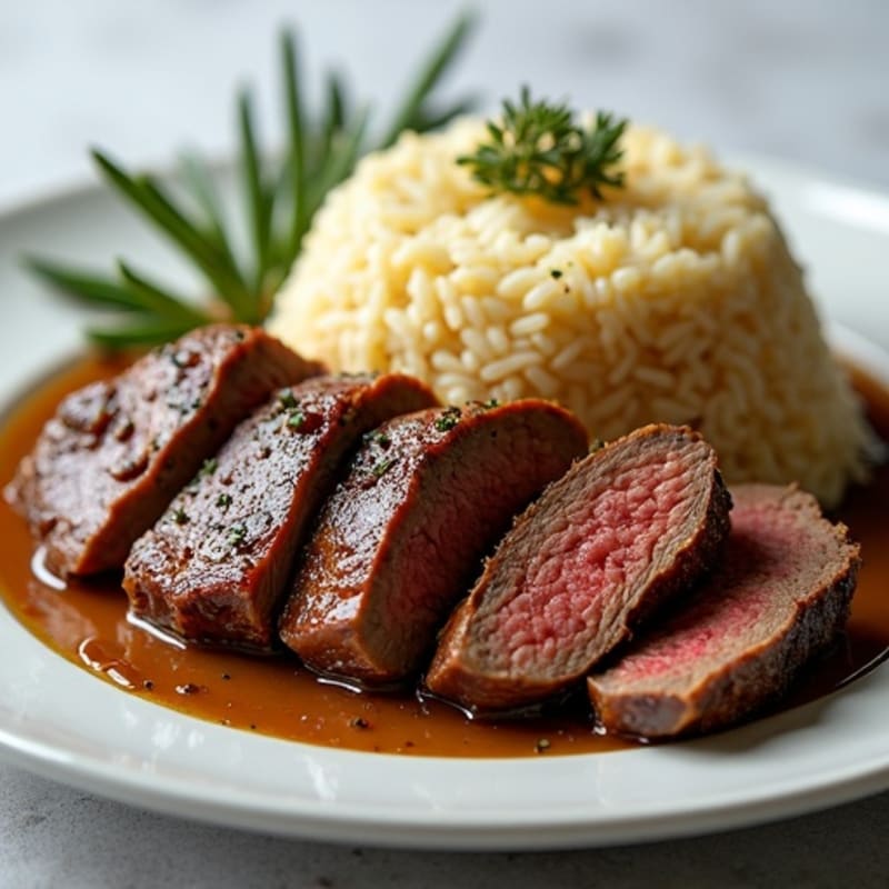 Herb-Roasted Beef with Fluffy Jasmine Rice