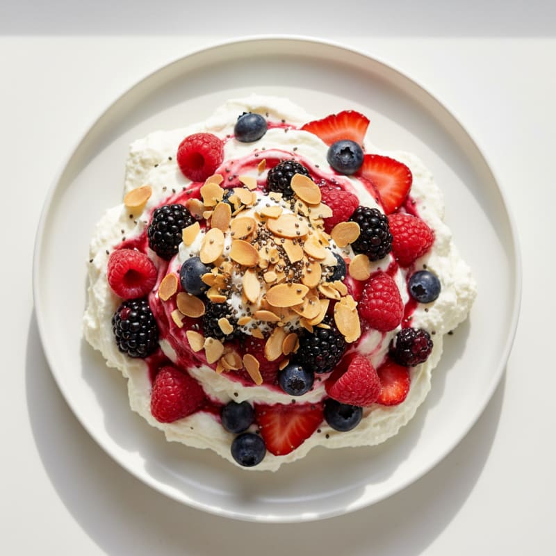 Greek Yogurt Protein Mousse with Mixed Berries